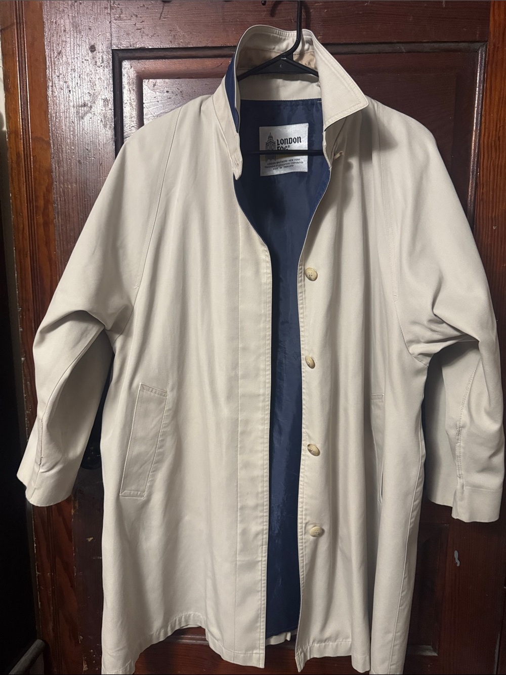 London Fog Cream Trench Coat with Navy Lining